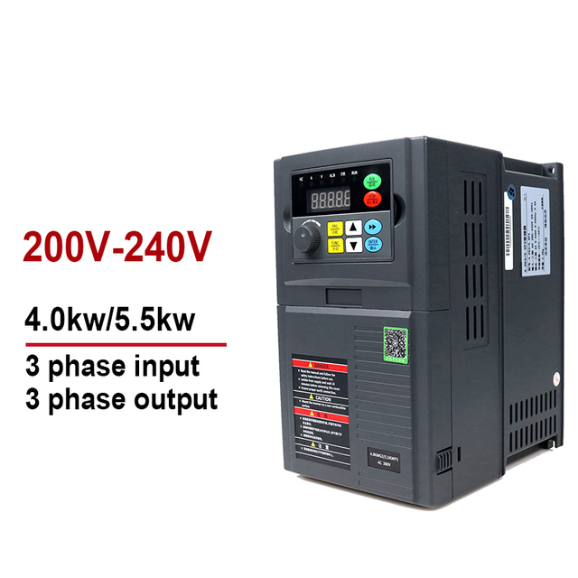 អថេរប្រេកង់អថេរ VFD និងបម្លែងទំហំ 220V 4.0kW បញ្ចូលមួយដំណាក់កាលដើម្បីផ្តល់ដំណាក់កាលចំនួនបីដំណាក់កាល